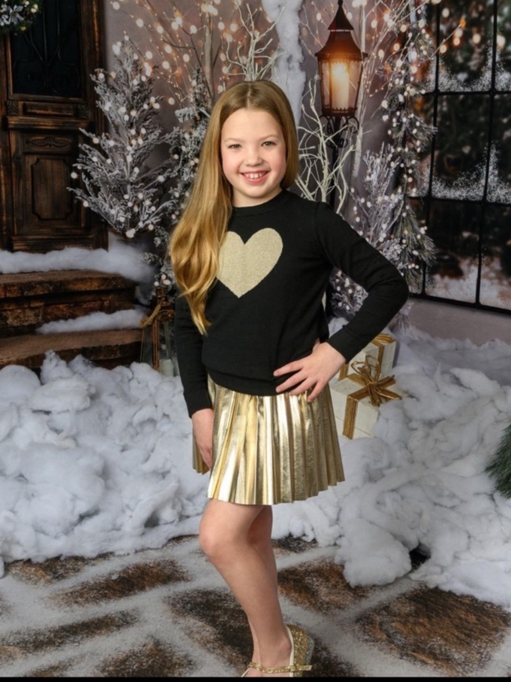NWT J.Crew|Crewcuts Metallic Gold Pleated Skirt